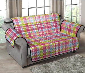 Cotton Candy Pastel Plaid Pattern Print Loveseat Protector