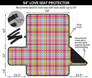 Cotton Candy Pastel Plaid Pattern Print Loveseat Protector