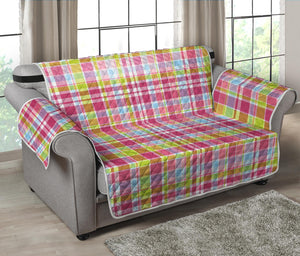 Cotton Candy Pastel Plaid Pattern Print Loveseat Protector