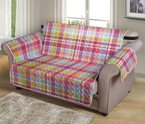 Cotton Candy Pastel Plaid Pattern Print Loveseat Protector