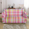 Cotton Candy Pastel Plaid Pattern Print Loveseat Slipcover