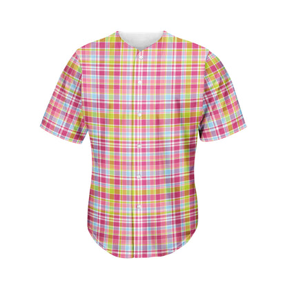 Cotton Candy Pastel Plaid Pattern Print Men's Baseball Jersey
