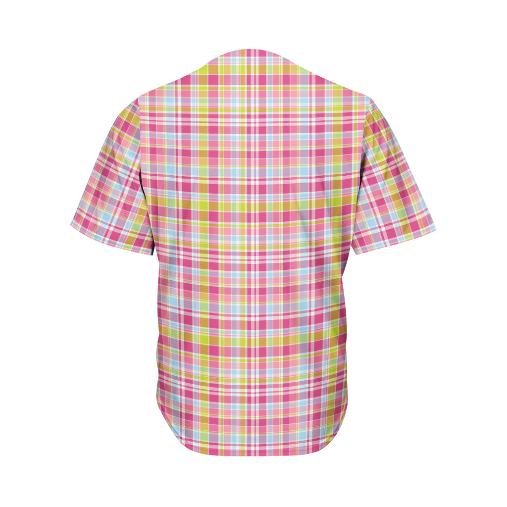 Cotton Candy Pastel Plaid Pattern Print Men's Baseball Jersey