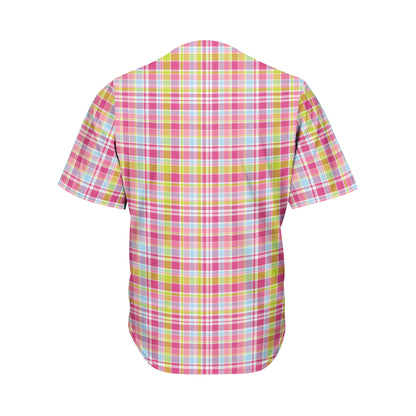 Cotton Candy Pastel Plaid Pattern Print Men's Baseball Jersey