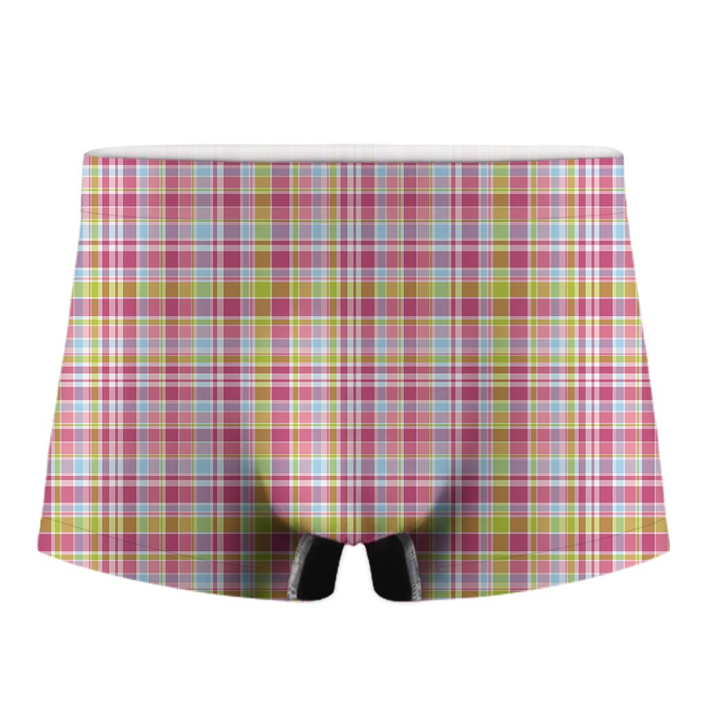 Cotton Candy Pastel Plaid Pattern Print Men's Boxer Briefs