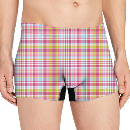 Cotton Candy Pastel Plaid Pattern Print Men's Boxer Briefs