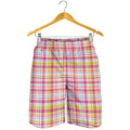 Cotton Candy Pastel Plaid Pattern Print Men's Shorts