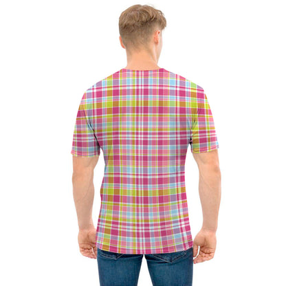 Cotton Candy Pastel Plaid Pattern Print Men's T-Shirt