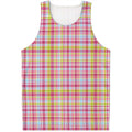 Cotton Candy Pastel Plaid Pattern Print Men's Tank Top