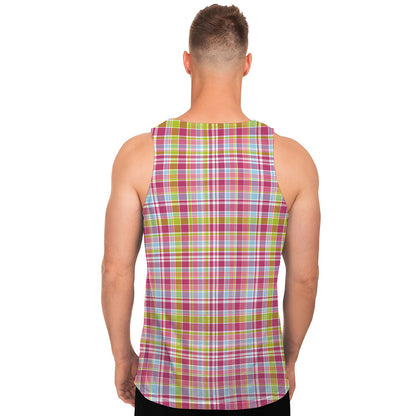 Cotton Candy Pastel Plaid Pattern Print Men's Tank Top