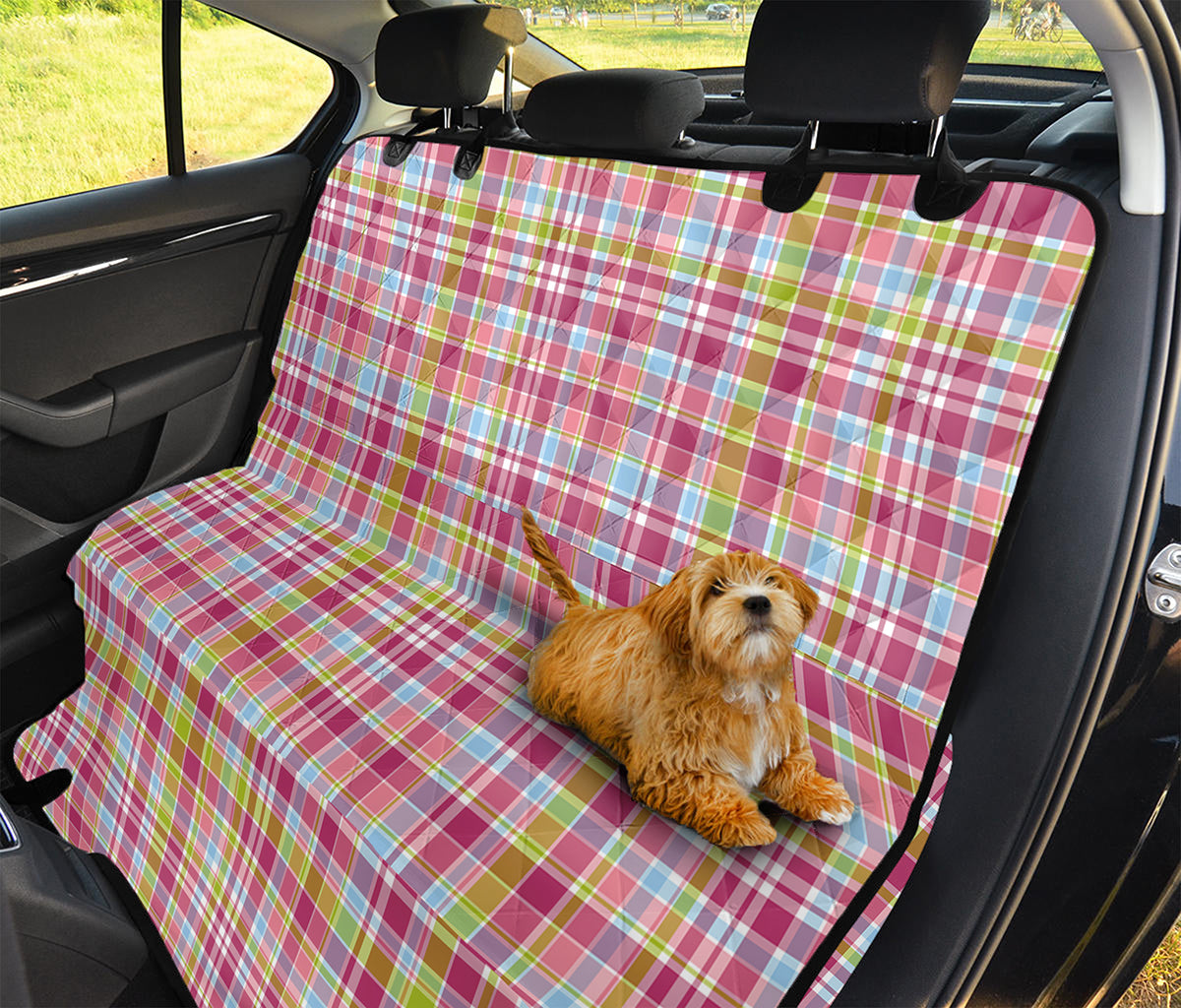 Cotton Candy Pastel Plaid Pattern Print Pet Car Back Seat Cover