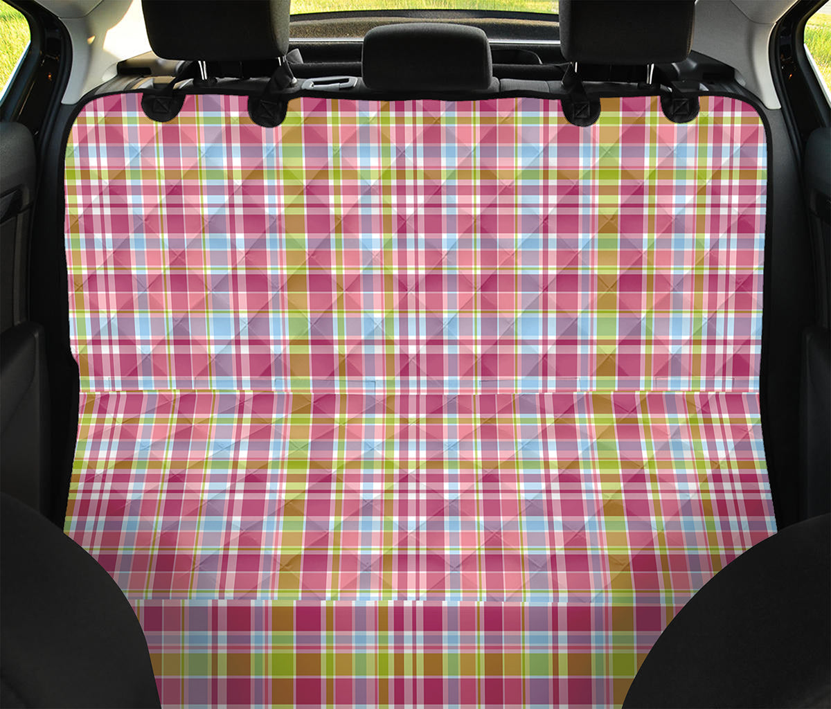Cotton Candy Pastel Plaid Pattern Print Pet Car Back Seat Cover