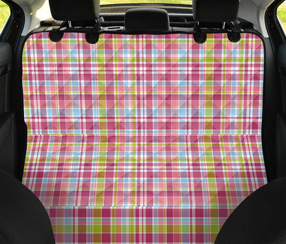 Cotton Candy Pastel Plaid Pattern Print Pet Car Back Seat Cover