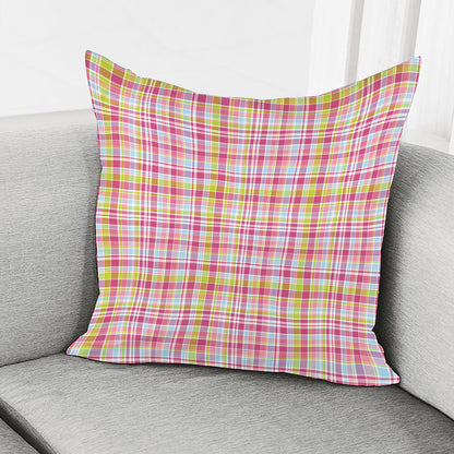 Cotton Candy Pastel Plaid Pattern Print Pillow Cover