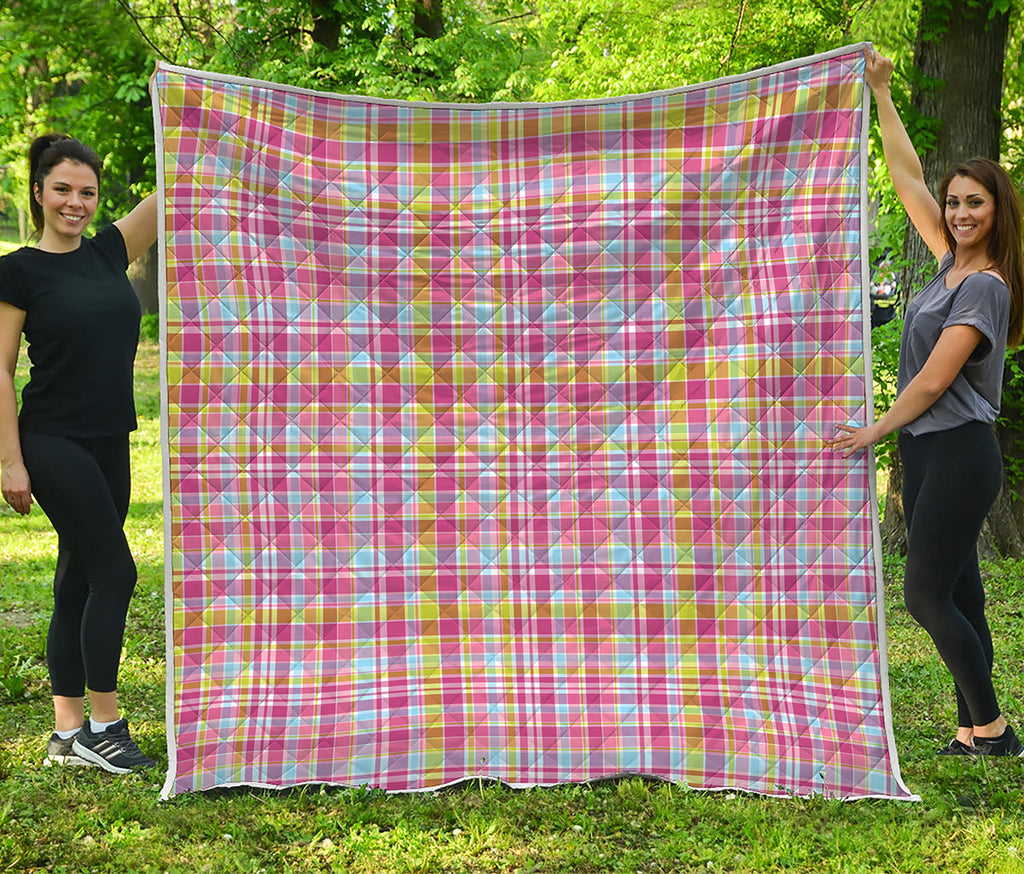 Cotton Candy Pastel Plaid Pattern Print Quilt