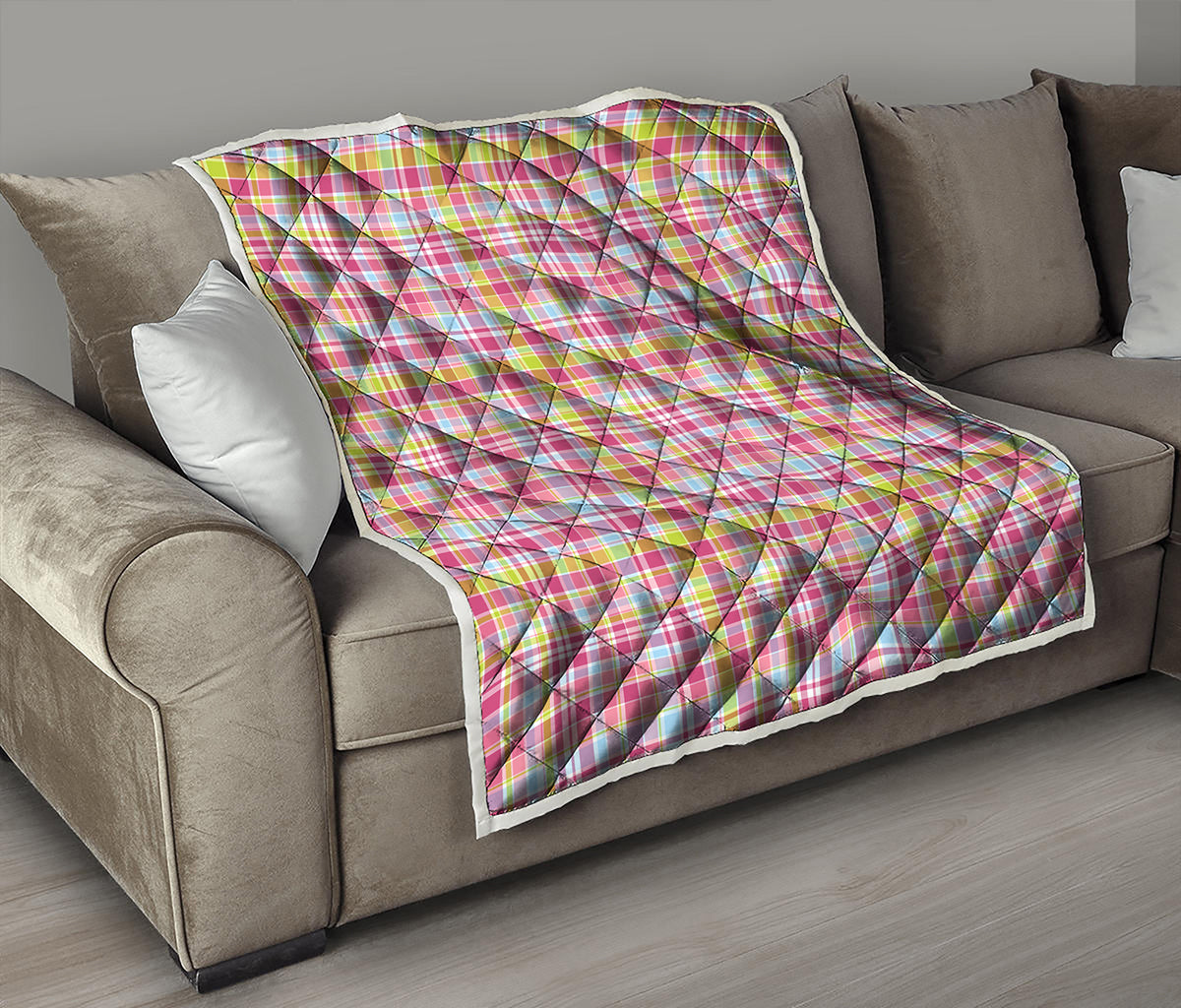 Cotton Candy Pastel Plaid Pattern Print Quilt