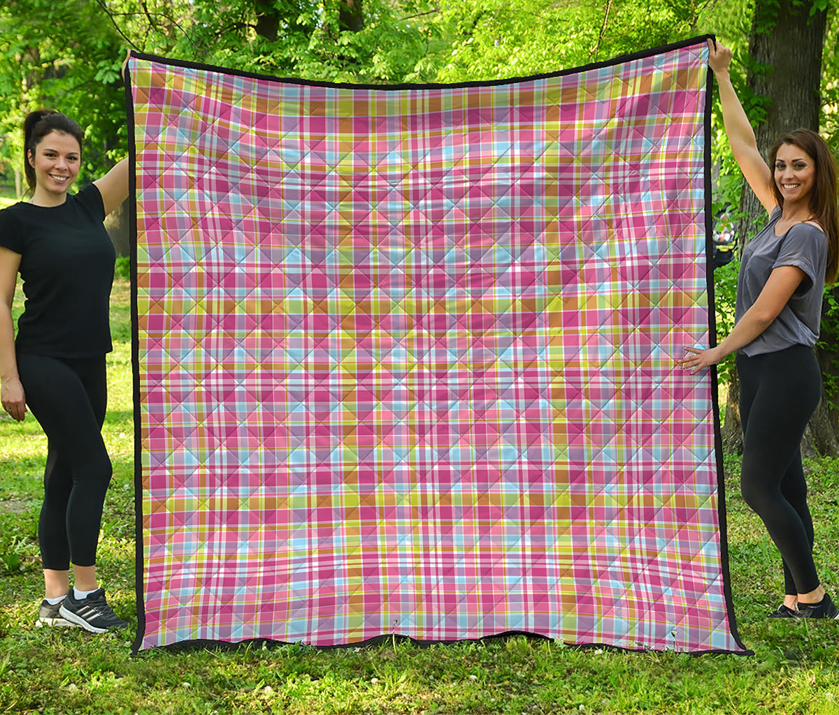 Cotton Candy Pastel Plaid Pattern Print Quilt