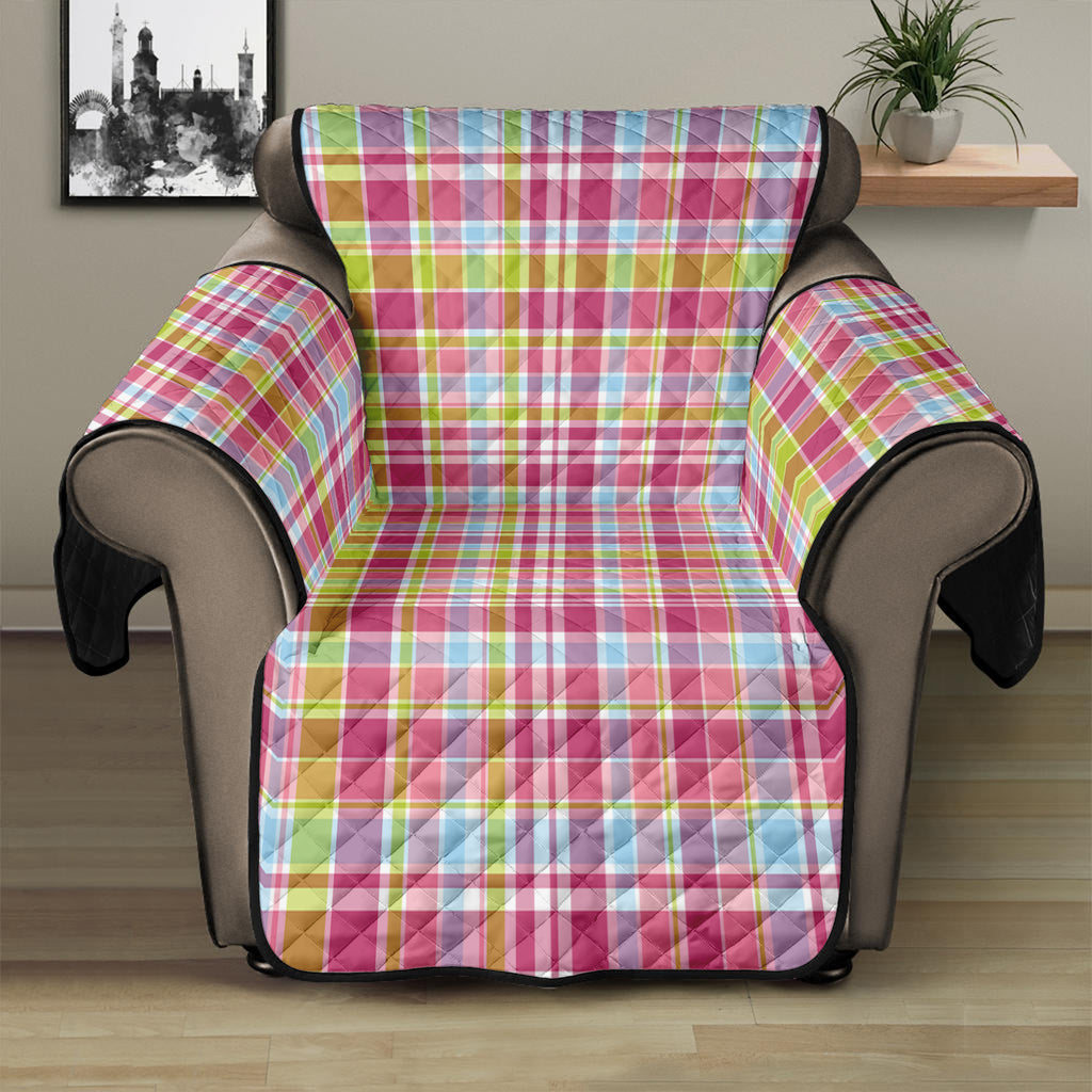 Cotton Candy Pastel Plaid Pattern Print Recliner Protector