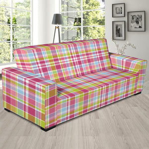 Cotton Candy Pastel Plaid Pattern Print Sofa Slipcover