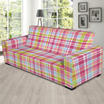 Cotton Candy Pastel Plaid Pattern Print Sofa Slipcover