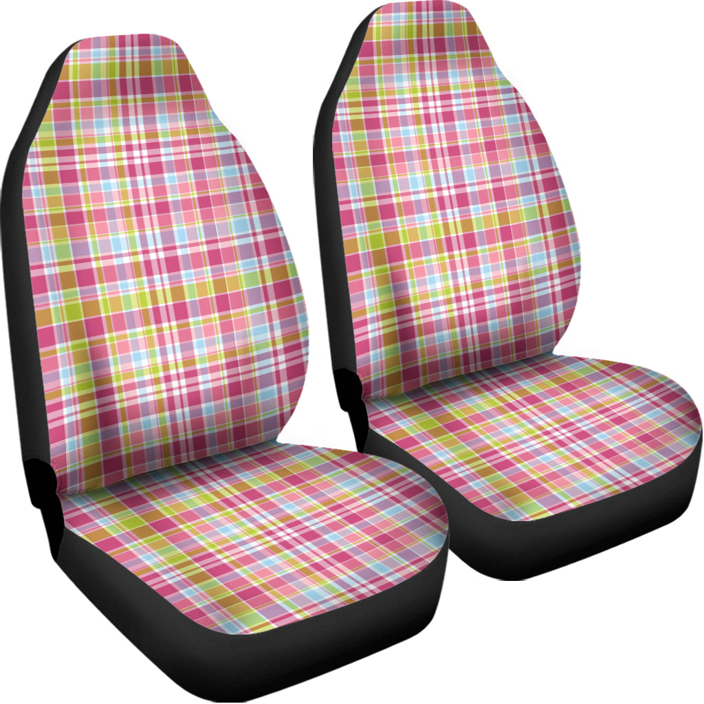 Cotton Candy Pastel Plaid Pattern Print Universal Fit Car Seat Covers