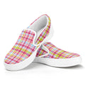 Cotton Candy Pastel Plaid Pattern Print White Slip On Sneakers
