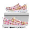 Cotton Candy Pastel Plaid Pattern Print White Running Shoes