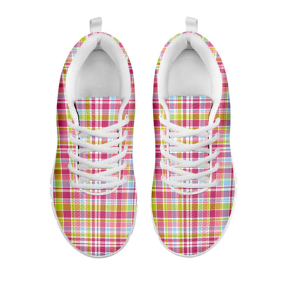 Cotton Candy Pastel Plaid Pattern Print White Sneakers