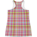 Cotton Candy Pastel Plaid Pattern Print Women's Racerback Tank Top