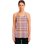 Cotton Candy Pastel Plaid Pattern Print Women's Racerback Tank Top