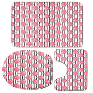 Cotton Candy Striped Pattern Print 3 Piece Bath Mat Set