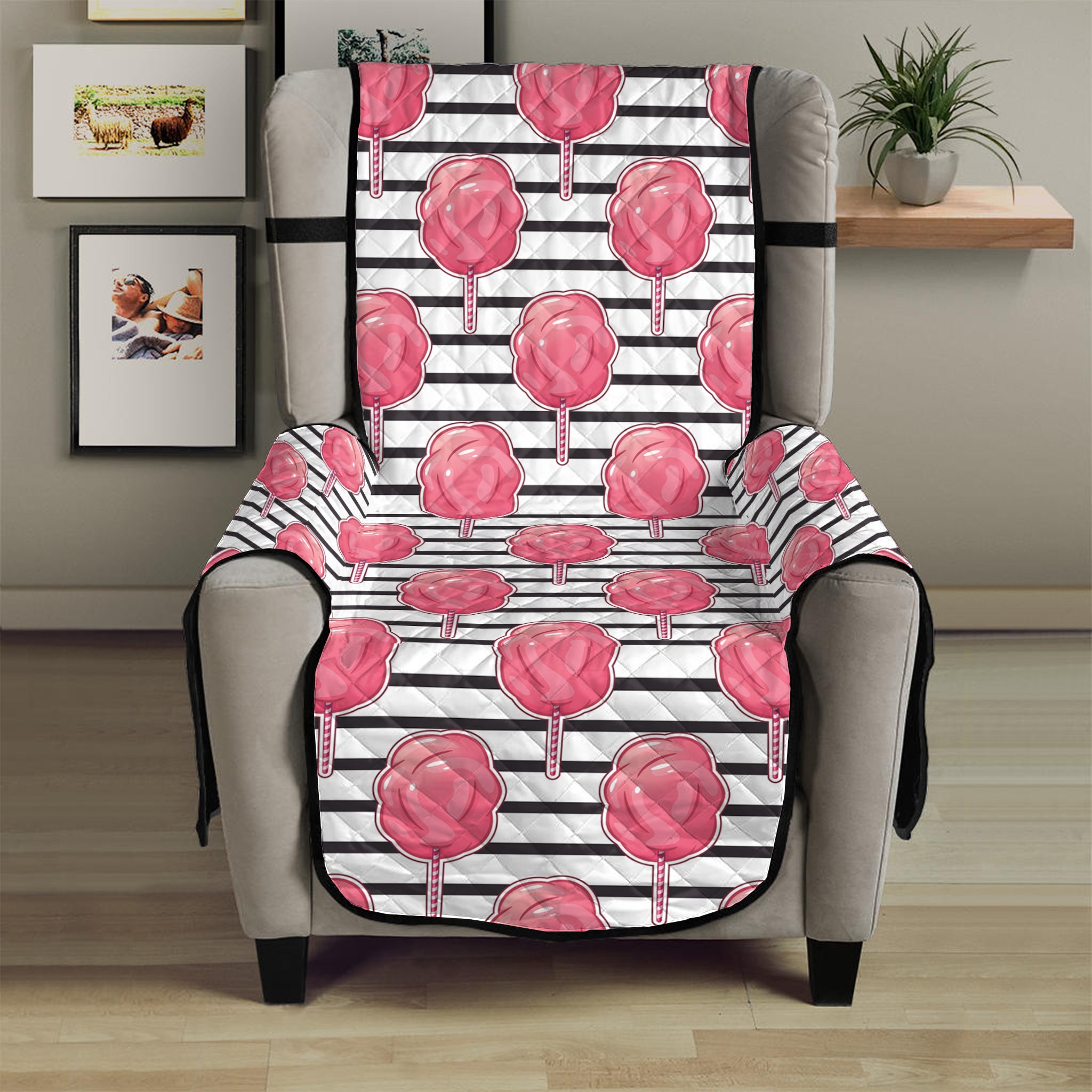 Cotton Candy Striped Pattern Print Armchair Protector