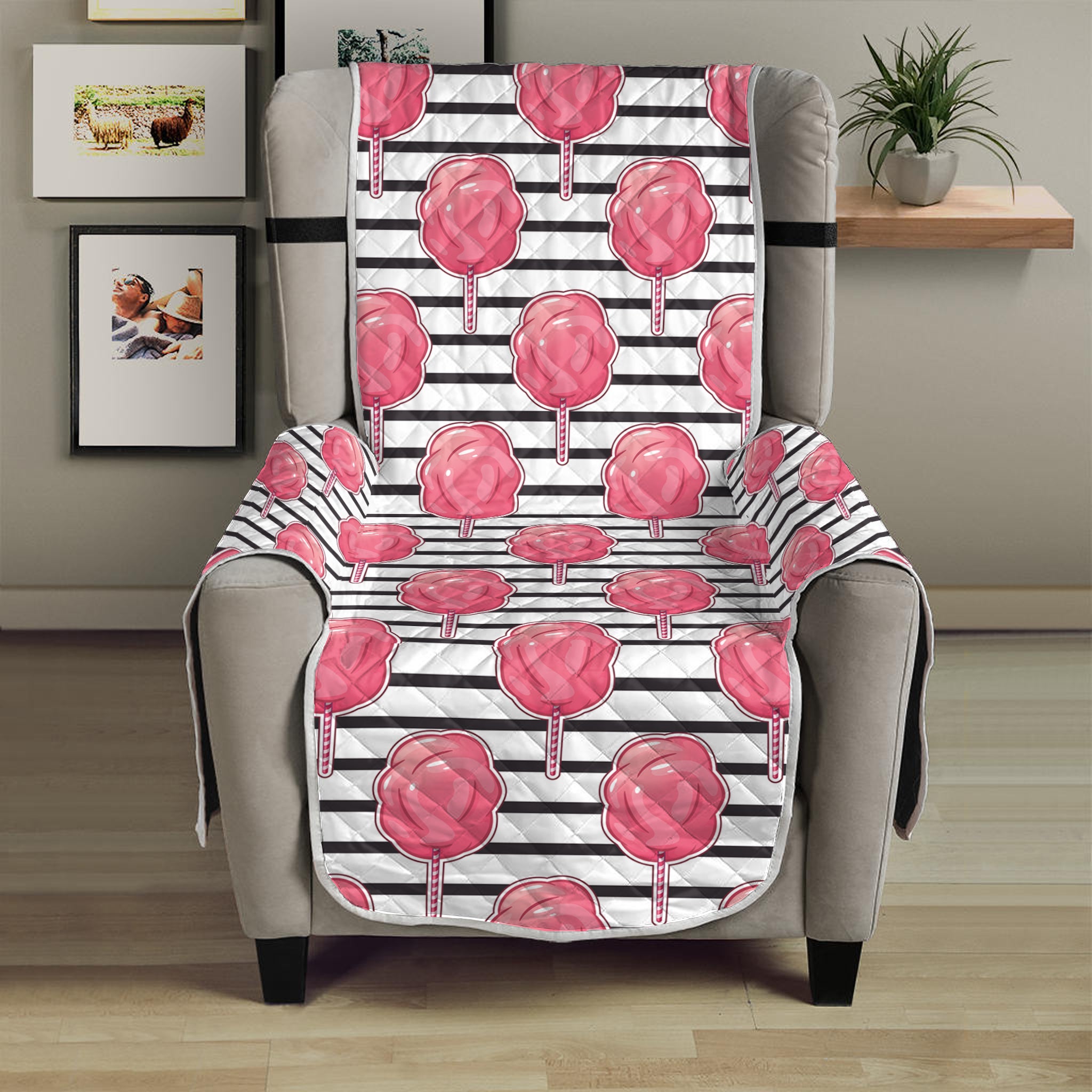 Cotton Candy Striped Pattern Print Armchair Protector