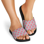 Cotton Candy Striped Pattern Print Black Slide Sandals