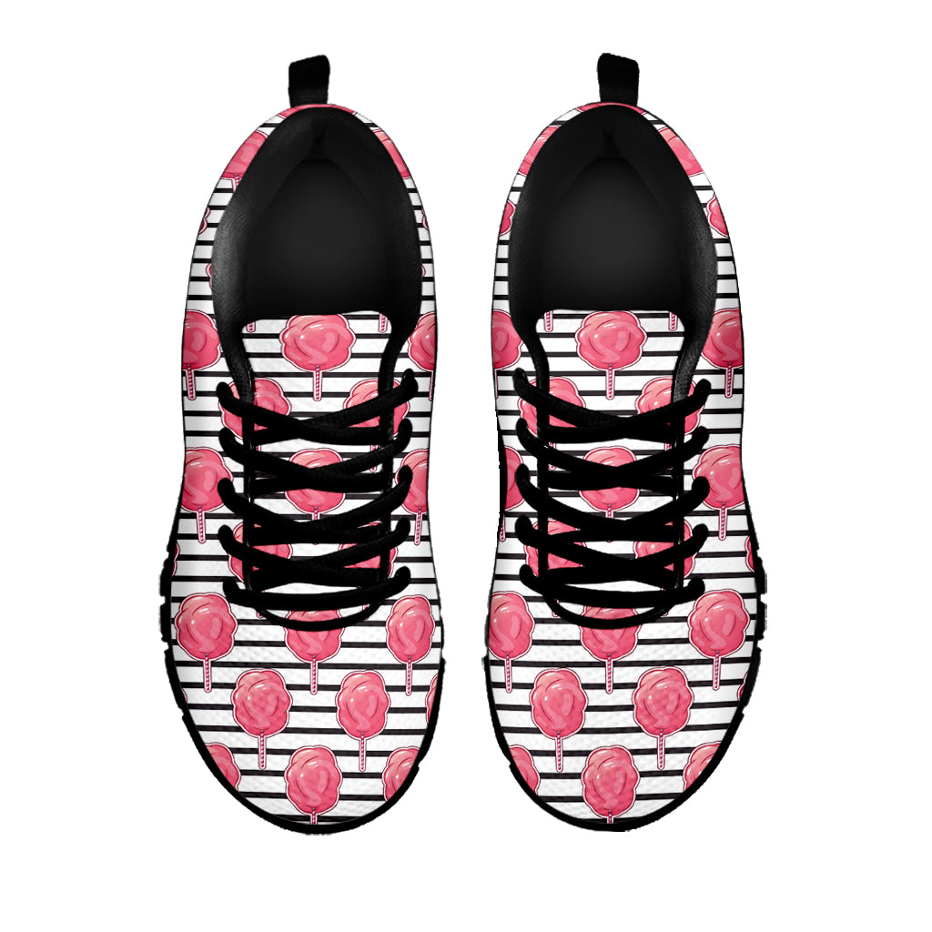 Cotton Candy Striped Pattern Print Black Sneakers