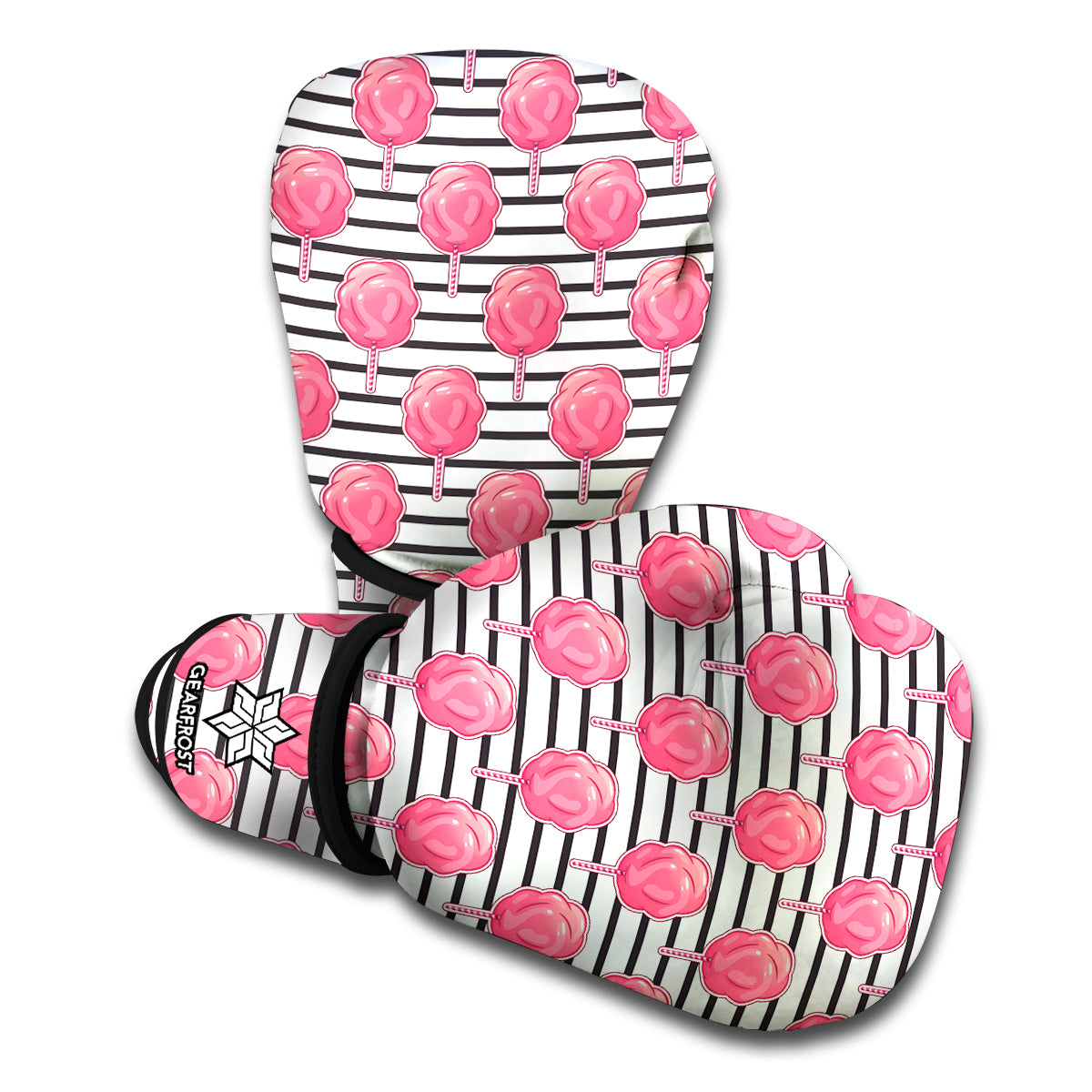 Cotton Candy Striped Pattern Print Boxing Gloves