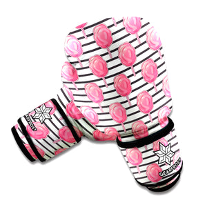 Cotton Candy Striped Pattern Print Boxing Gloves