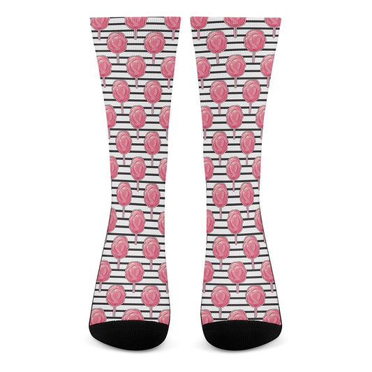 Cotton Candy Striped Pattern Print Crew Socks
