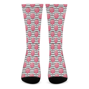 Cotton Candy Striped Pattern Print Crew Socks