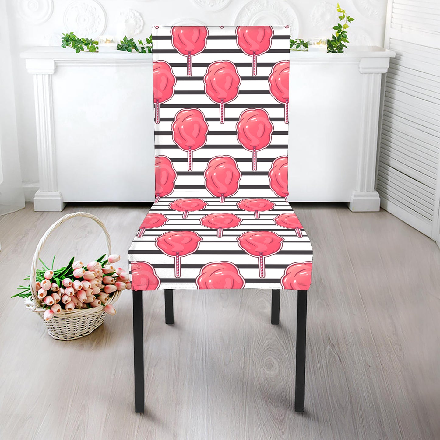 Cotton Candy Striped Pattern Print Dining Chair Slipcover