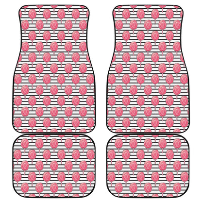 Cotton Candy Striped Pattern Print Front and Back Car Floor Mats