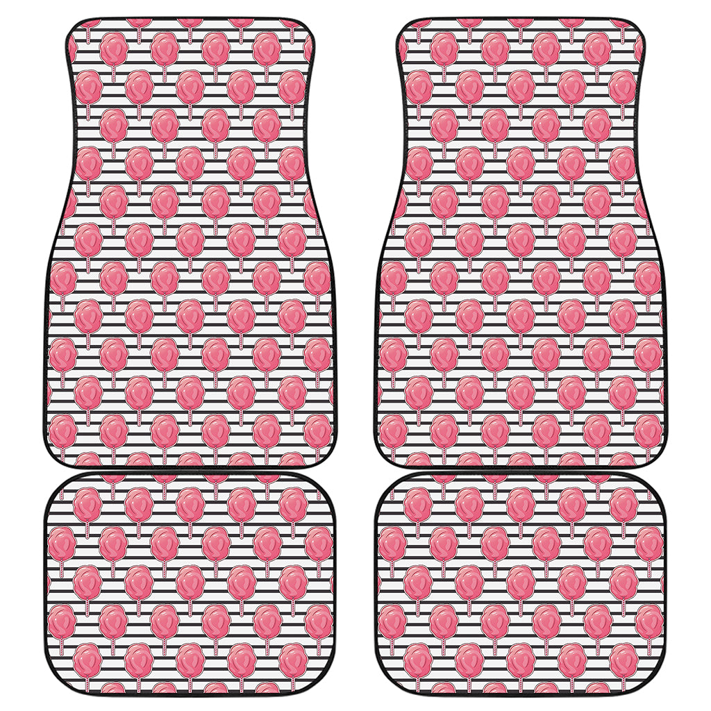 Cotton Candy Striped Pattern Print Front and Back Car Floor Mats