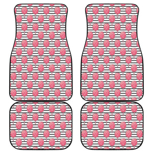 Cotton Candy Striped Pattern Print Front and Back Car Floor Mats