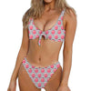 Cotton Candy Striped Pattern Print Front Bow Tie Bikini