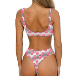 Cotton Candy Striped Pattern Print Front Bow Tie Bikini