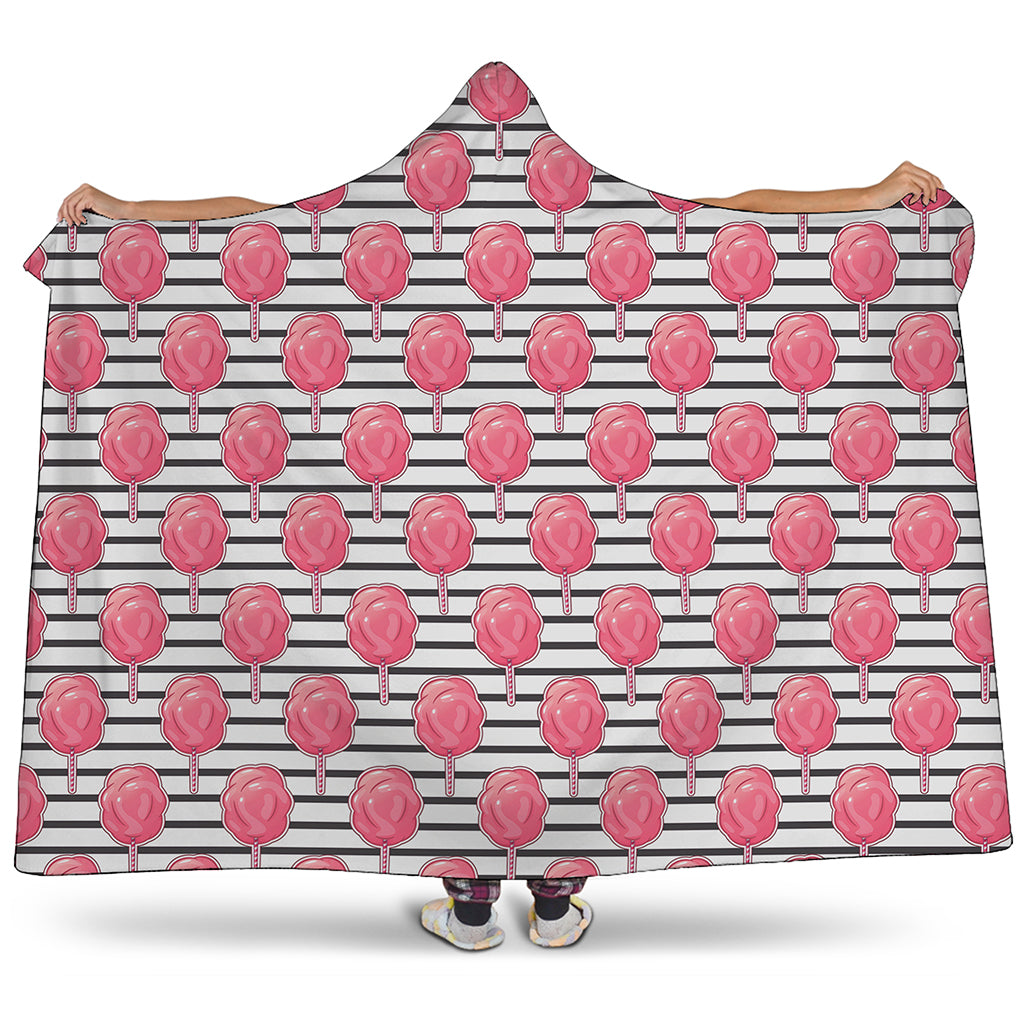 Cotton Candy Striped Pattern Print Hooded Blanket