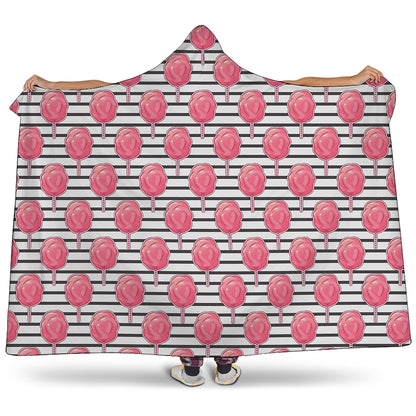 Cotton Candy Striped Pattern Print Hooded Blanket