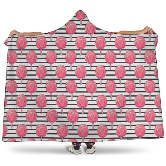 Cotton Candy Striped Pattern Print Hooded Blanket