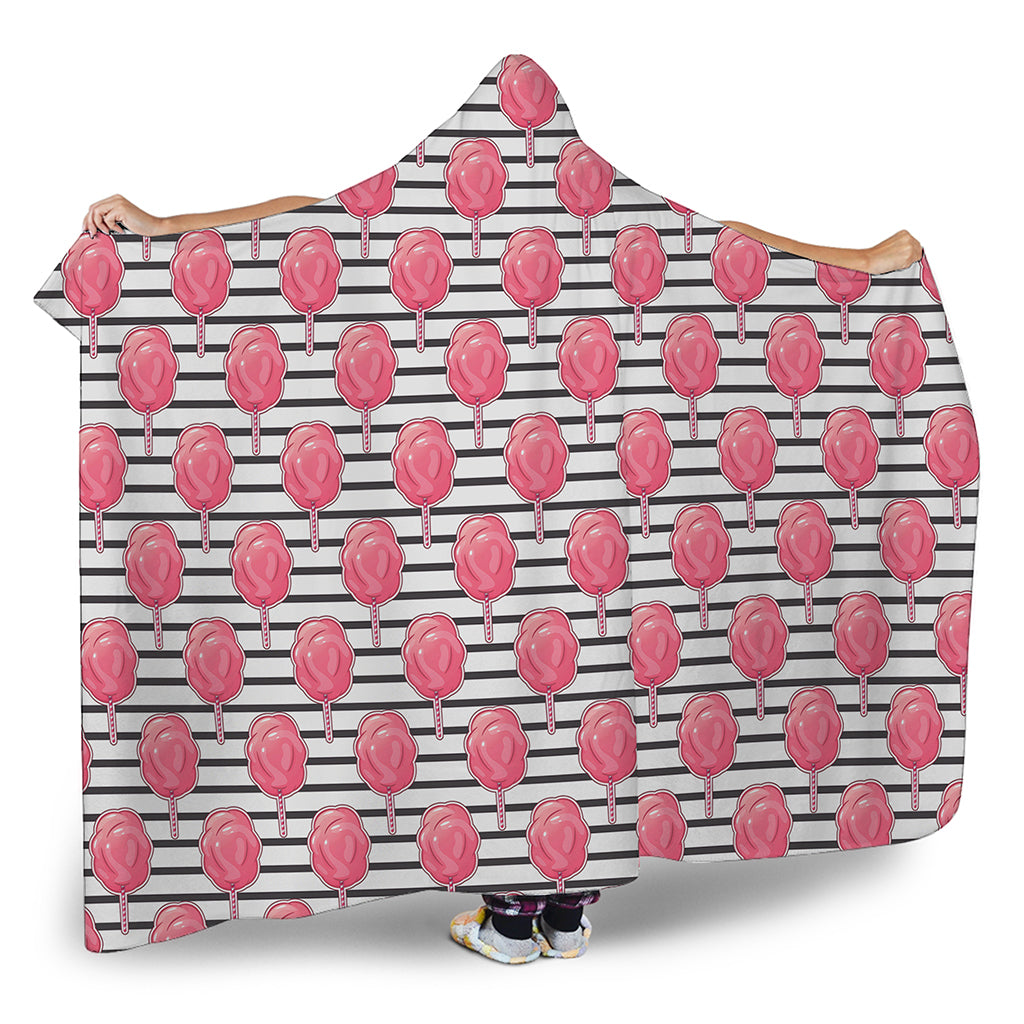 Cotton Candy Striped Pattern Print Hooded Blanket