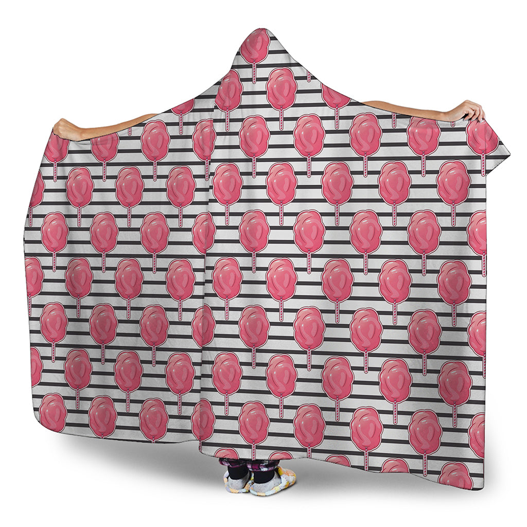 Cotton Candy Striped Pattern Print Hooded Blanket